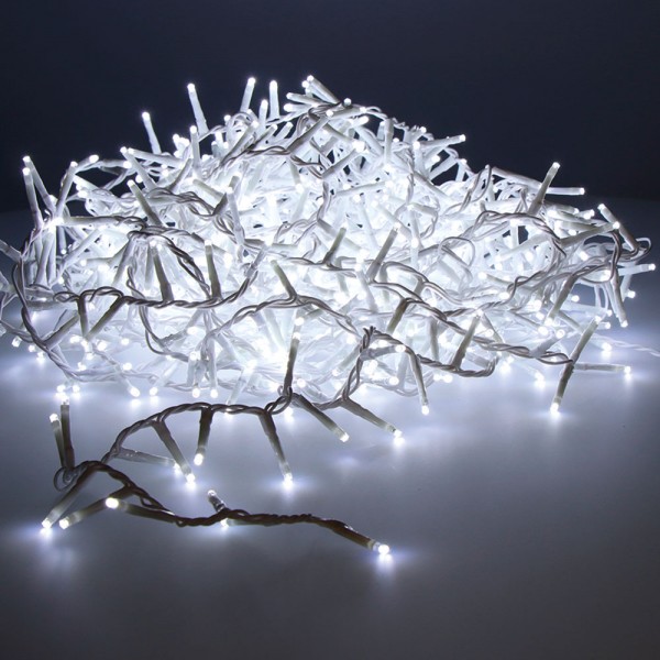 Guirnalda multifunción, uso exterior, led compact, blanco frío, cable blanco, 500 leds, 16 m