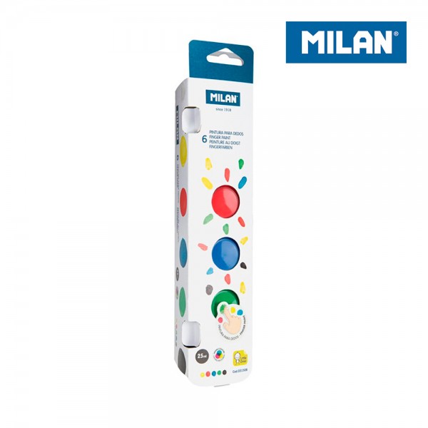 Caja con 6 tarros de pintura para dedos 25 ml