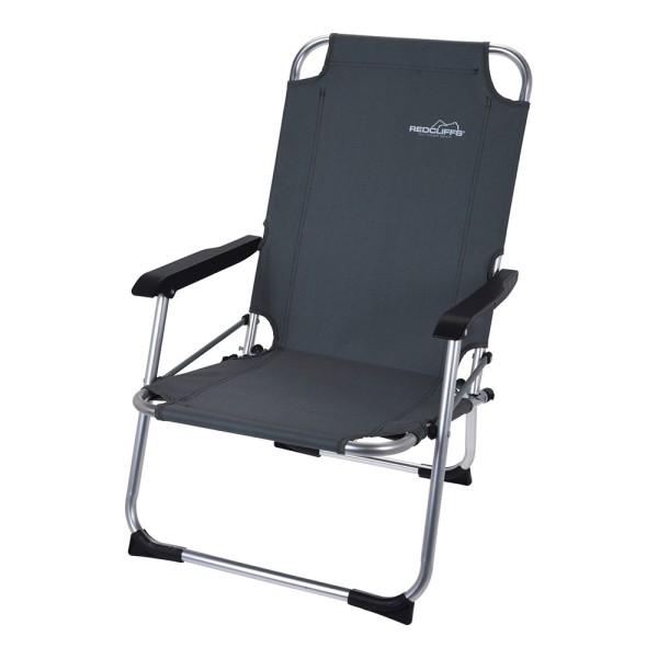 Silla plegable de aluminio color gris, 45 x 54 x 76 cm