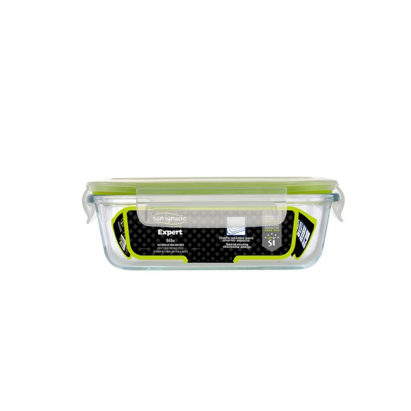 Fiambrera hermética rectangular borosilicato expert 640 ml (pack 2 unidades)