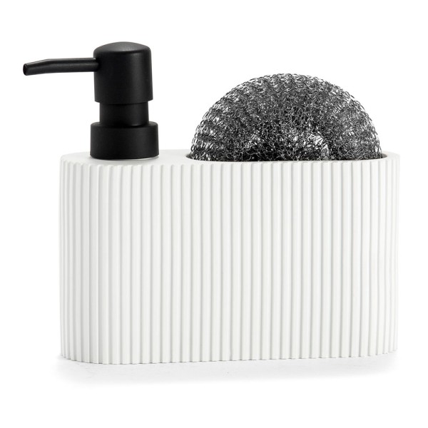 Dispensador pol con estropajo blanco/negro 16 x 5 x 15 cm